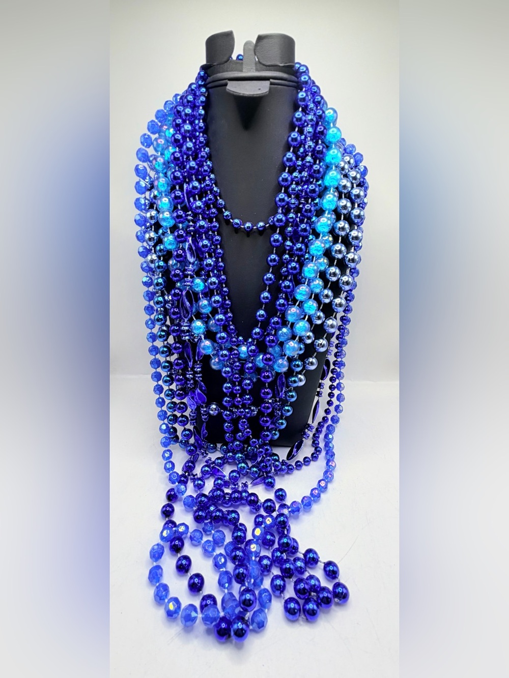 Party Beads! Necklaces; 10 strand lot, in Beautiful Blue!